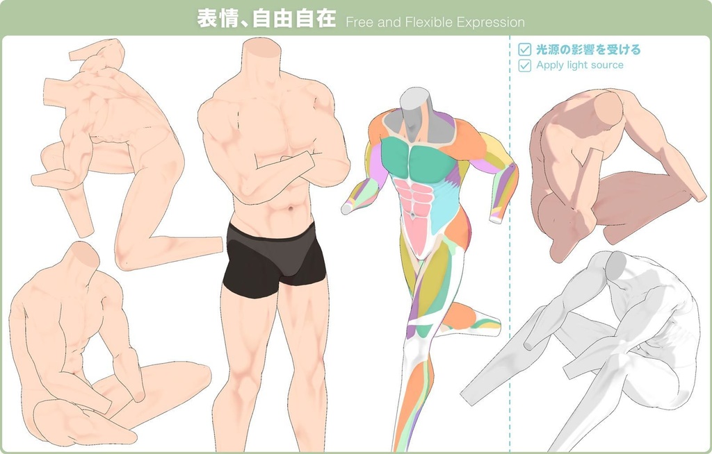 【3D】筋肉質な体 Ver.3 for CLIP STUDIO PAINT