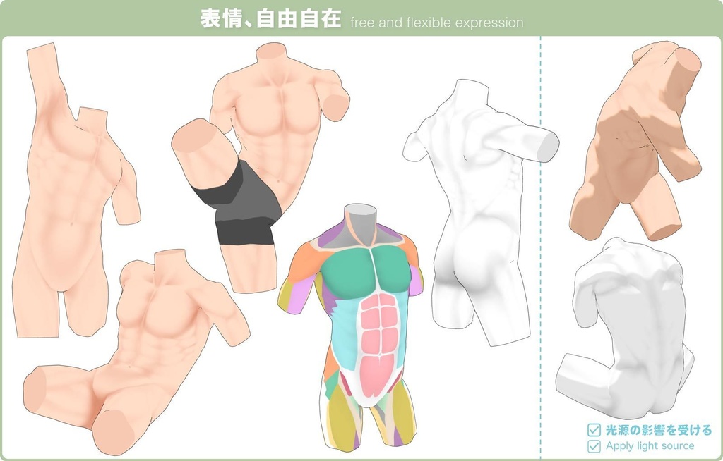 【3D】筋肉質な体 Ver.2 for CLIP STUDIO PAINT
