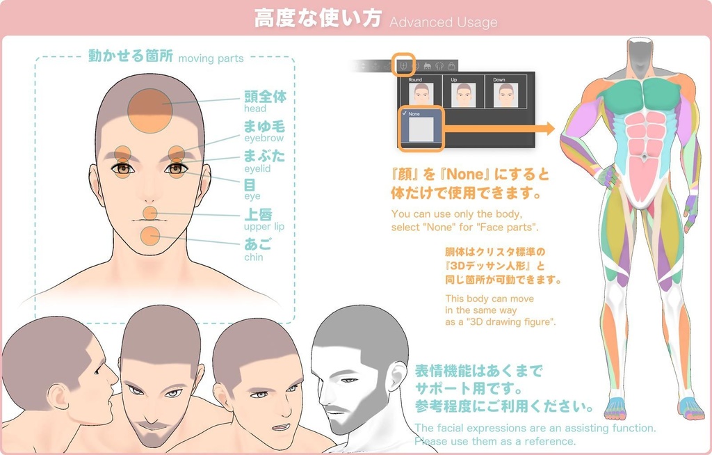 【3D】筋肉質な全身モデル Ver.2 for CLIP STUDIO PAINT