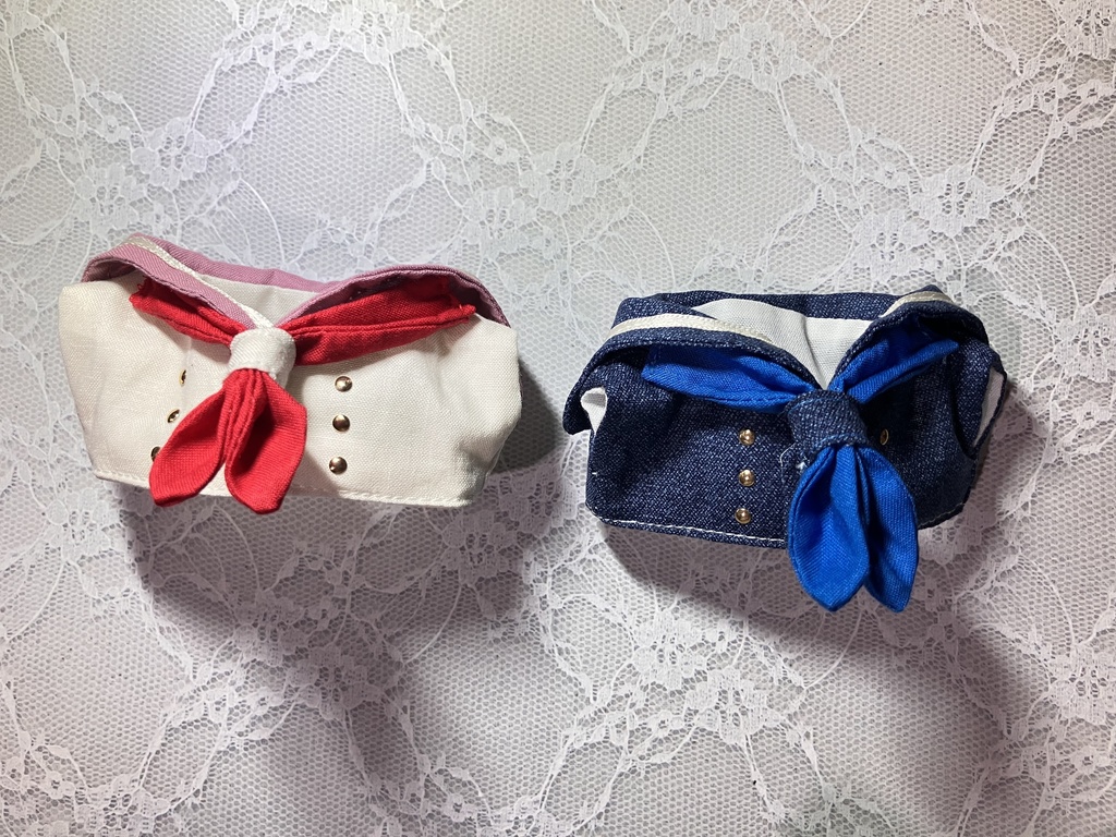 【16㎝】白セーラー服上下セット（襟3色）