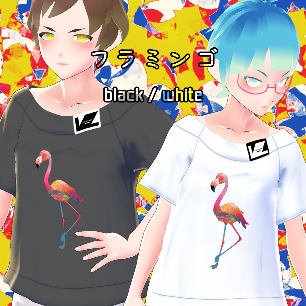 【Vroid用テクスチャ】Vibid Late プリントラグランTシャツ