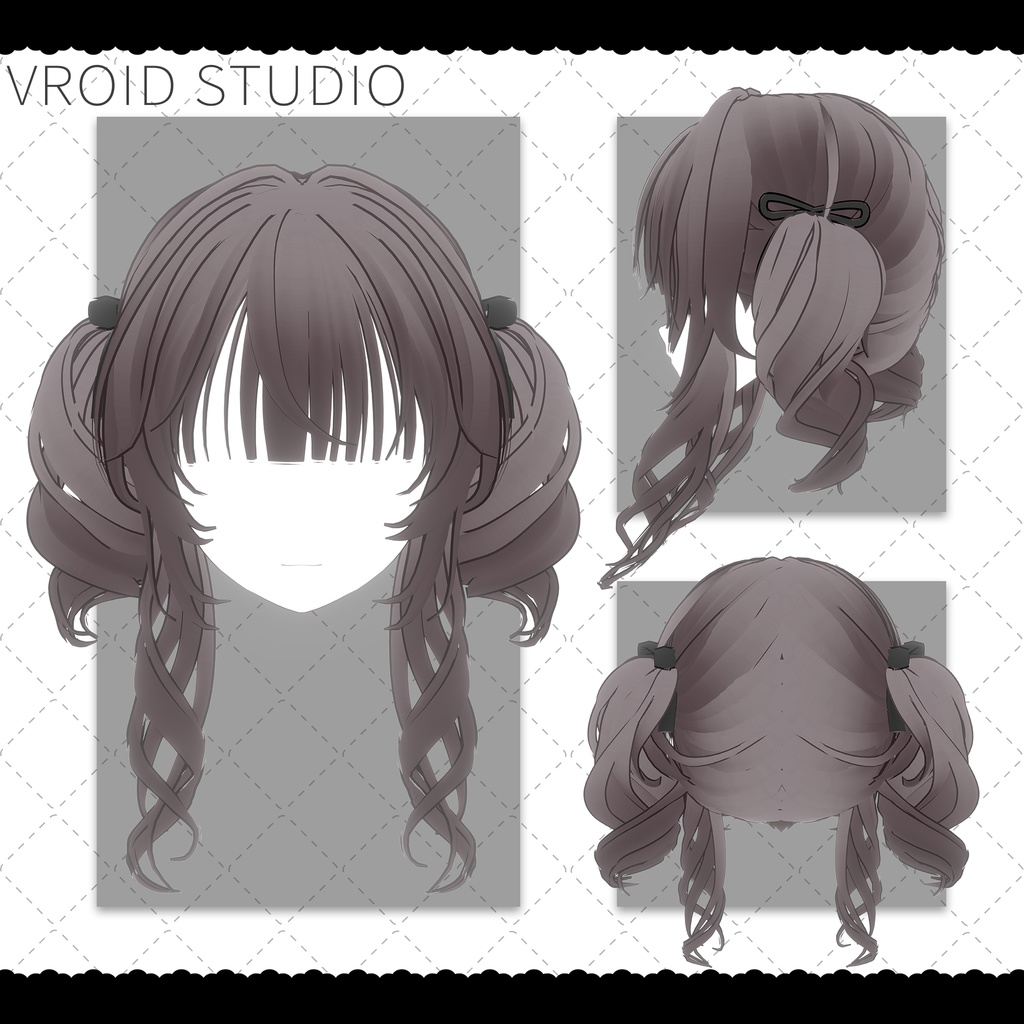 【VRoid用hair髪型】Ringlet curls/ツインテドリル/罗马卷双马尾/Twin ponytails