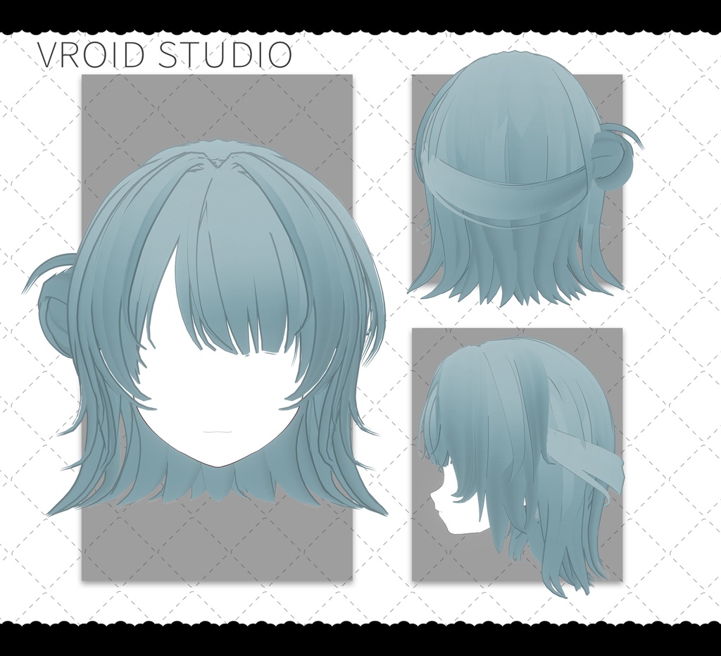 【VRoid用hair髪型】short hair/cute hair/お団子/丸子头