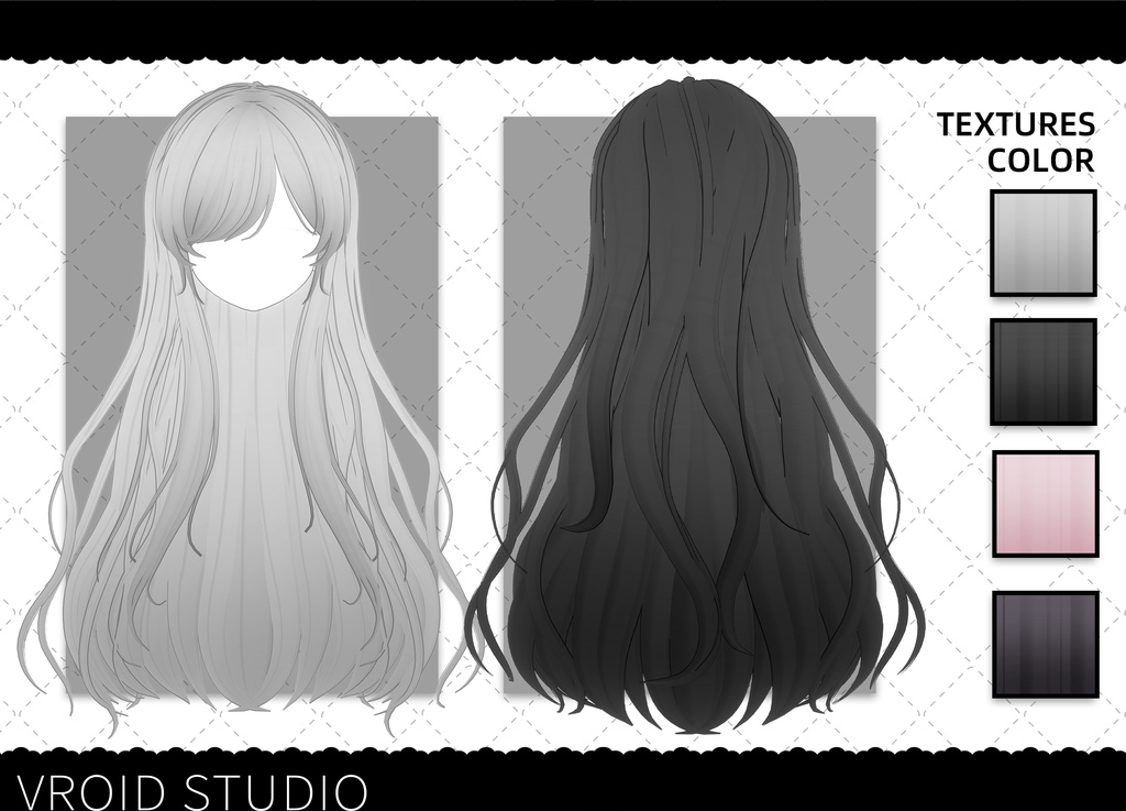 【VRoid用hair髪型】long hair/長い髪[色を調整できる髪の質​​感が含まれています/Includes color-adjustable hair texture]