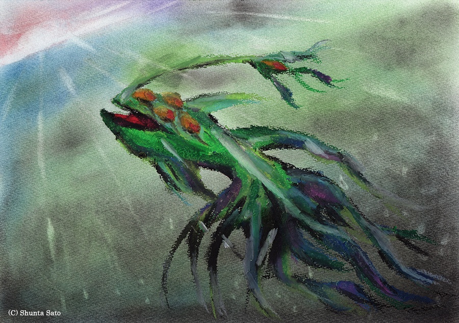 「環境に適応した魚」原画 A4サイズ