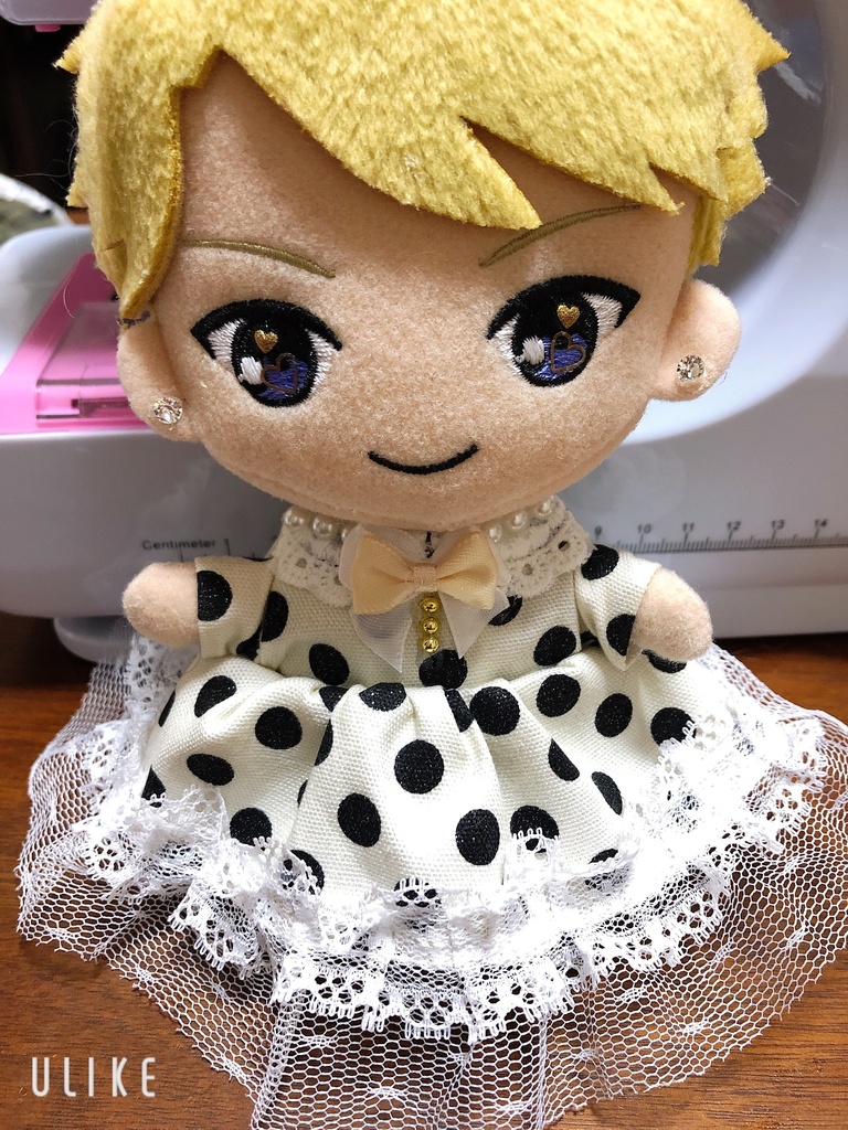 ぬい服 ドットワンピース(リボン)