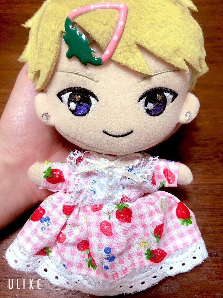ぬい服 果物ピンクふりるワンピ