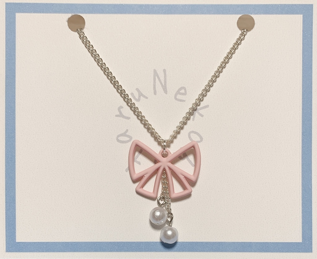 ハンドメイド リボンのシンプルネックレス