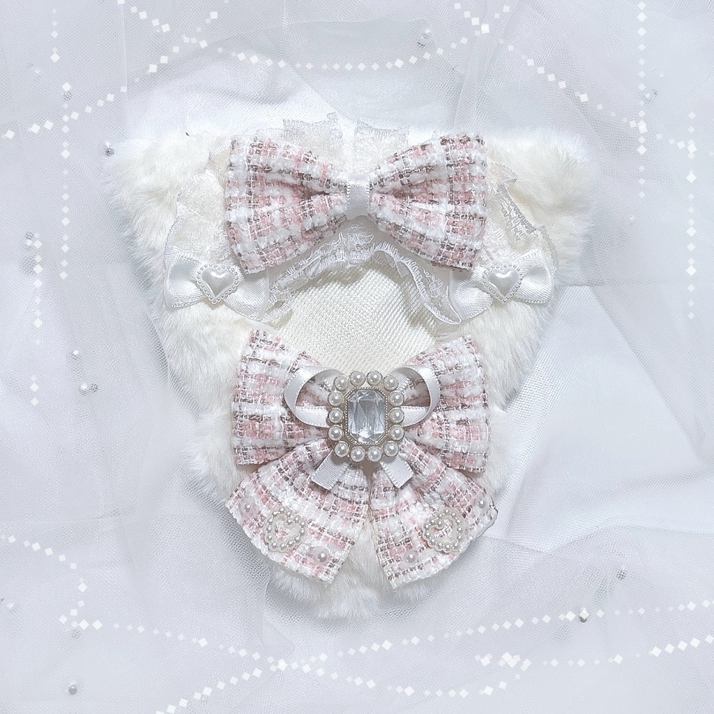 ぬい服 10cm ねこ ピンク ツイード