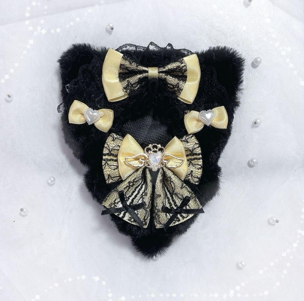 ぬい服 10cm 黒ねこ 黄色