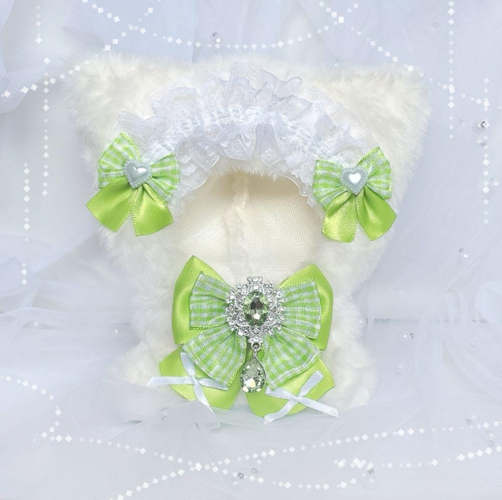 おすわりぬい服 11cm ねこ 黄緑