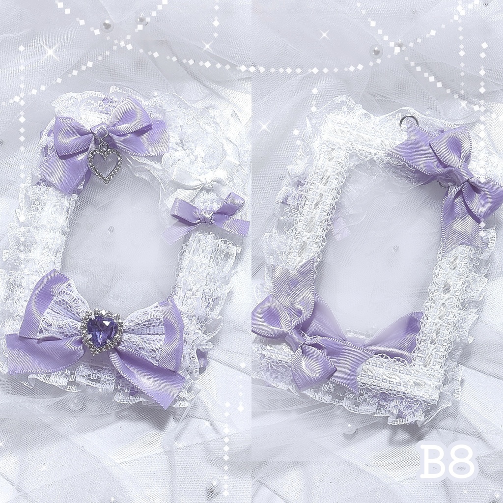 B8 むらさき ♡チャーム 両面使用可能 トレカケース