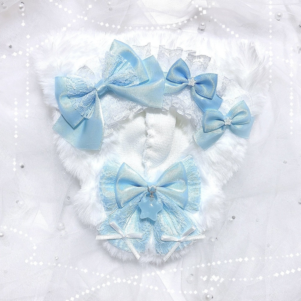 ぬい服 11cm ねこ 水色 星 ちびぐるみ