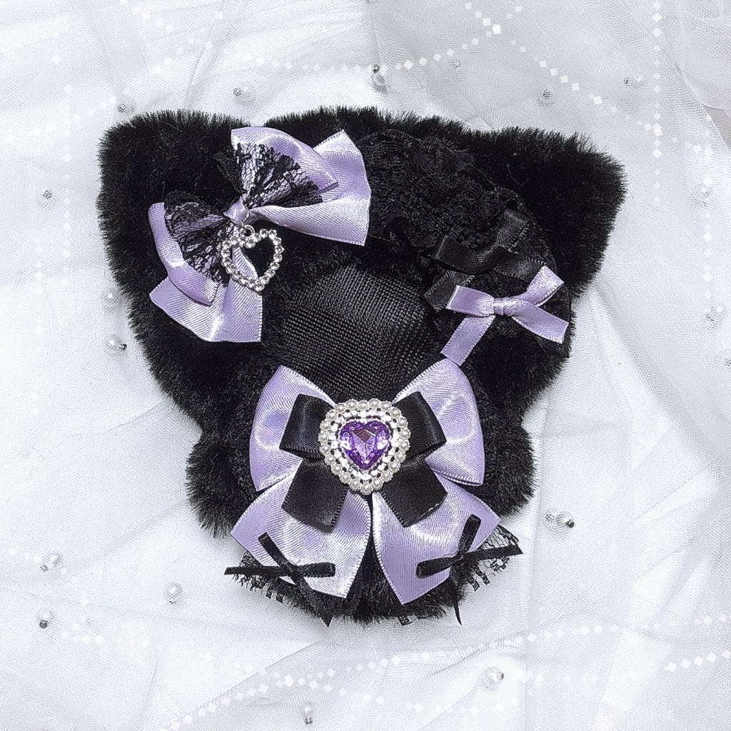 ぬい服 10cm 黒ねこ 紫 にじぱぺ