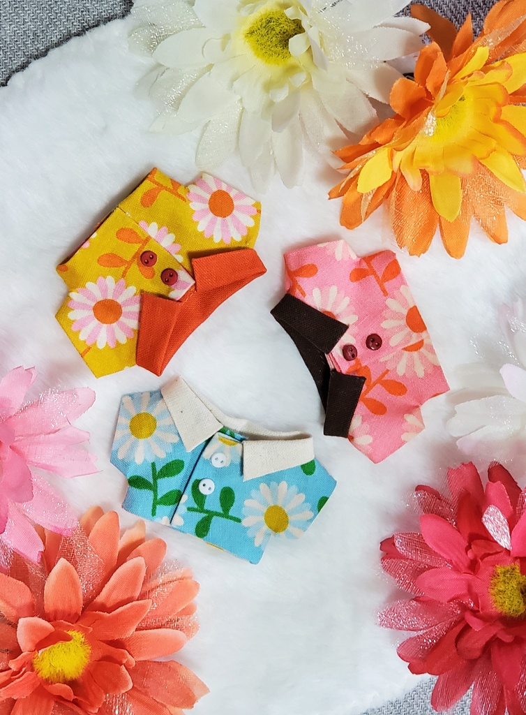 12cm レトロ花柄襟シャツ