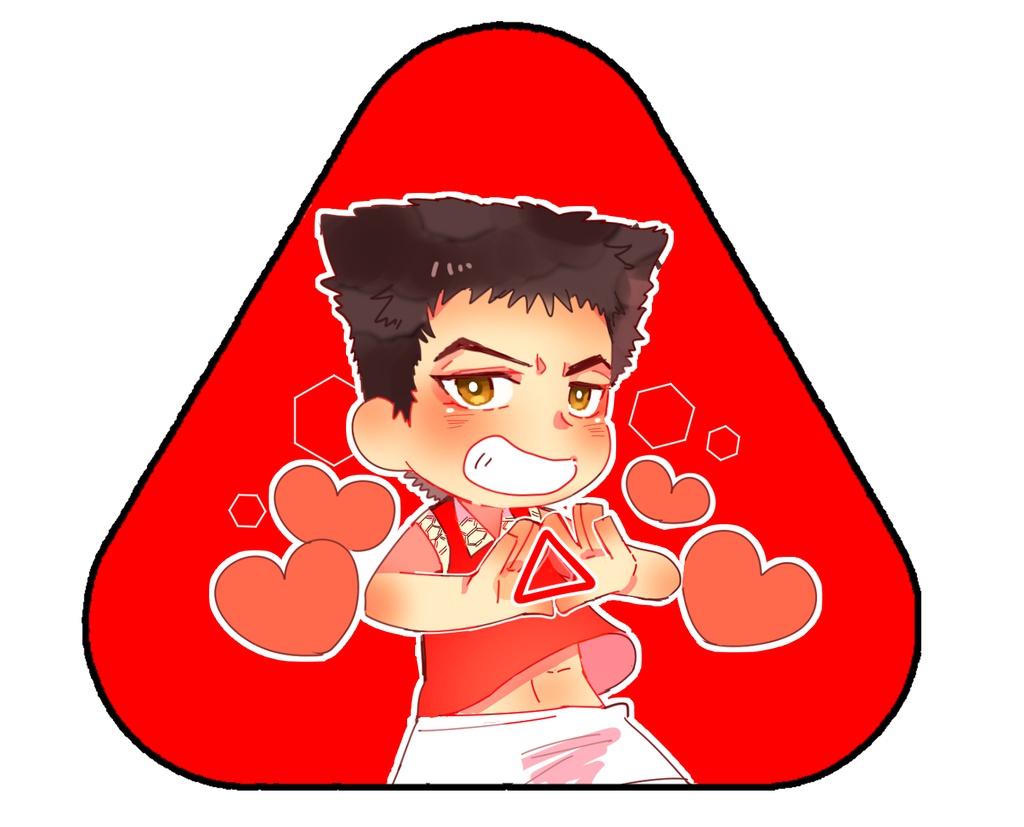 六角三角缶バッチ