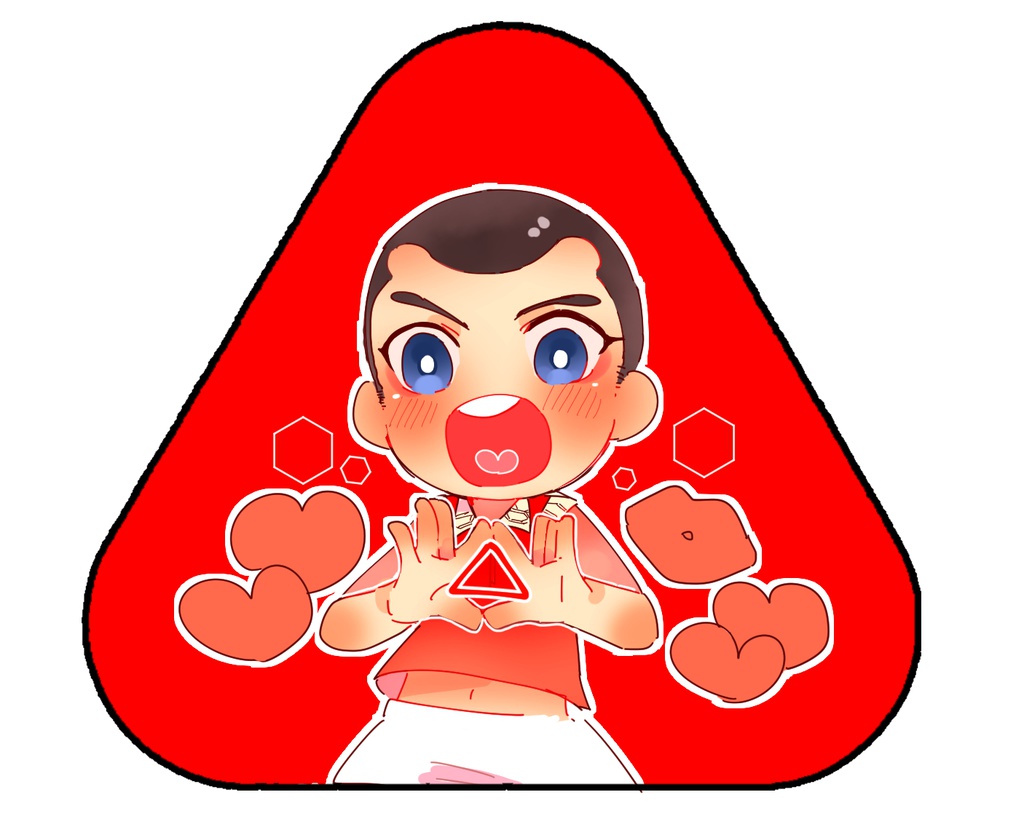 六角三角缶バッチ