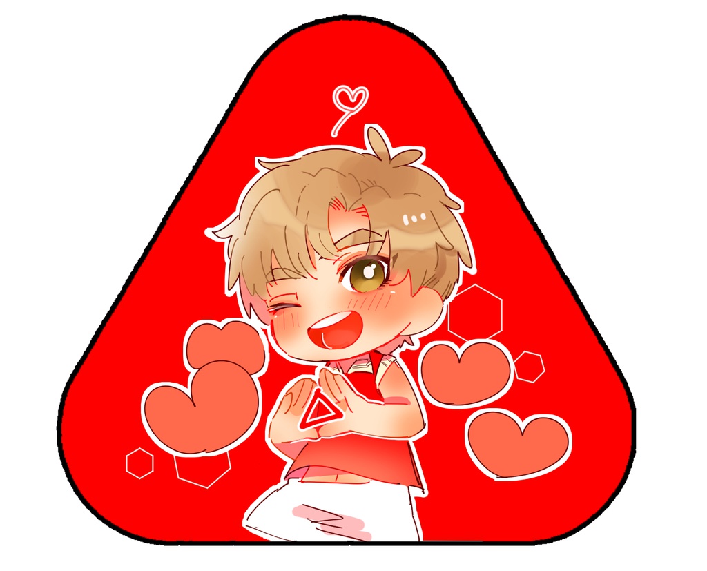 六角三角缶バッチ