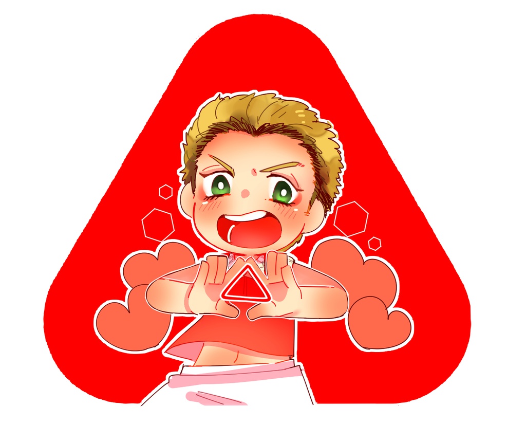 六角三角缶バッチ