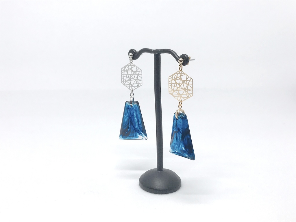 和風青色班目イヤリング*ピアス*