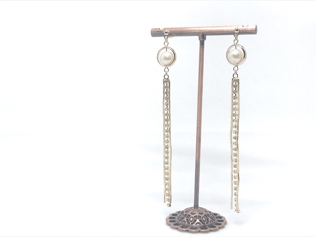 一粒パールロングイヤリング*ピアス*