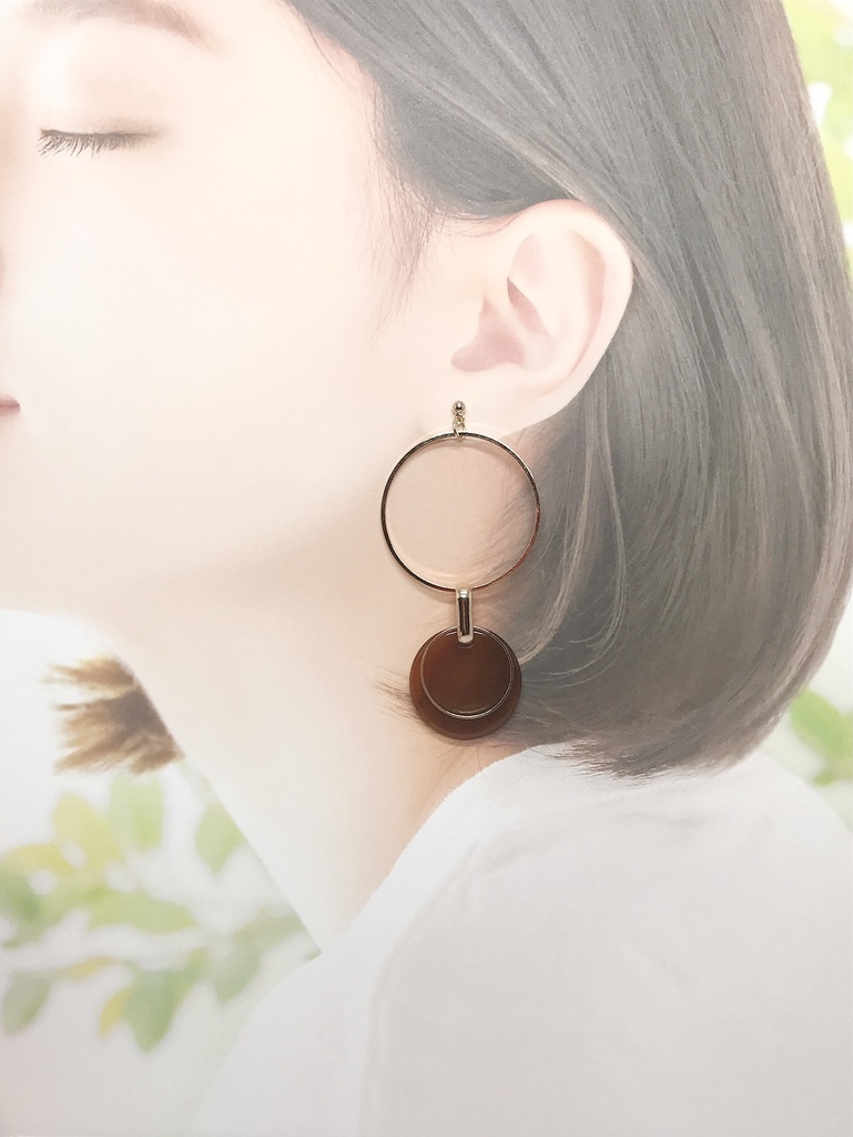 (水牛)大ぶりフープイヤリング*ピアス*ネックレス