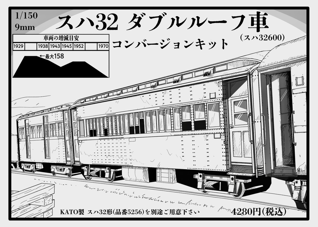 KATOスハ32 ダブルルーフ車(32600形)コンバージョンキット