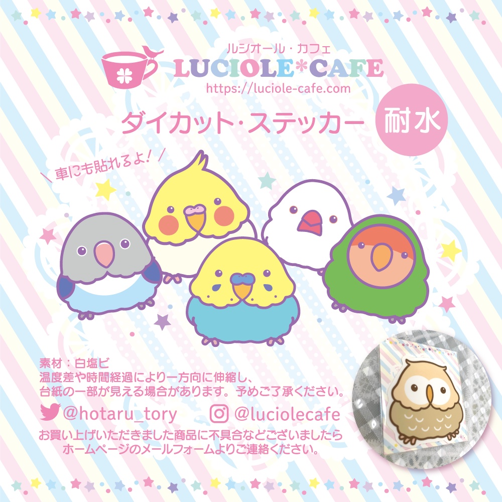 フクロウ・耐水ステッカー