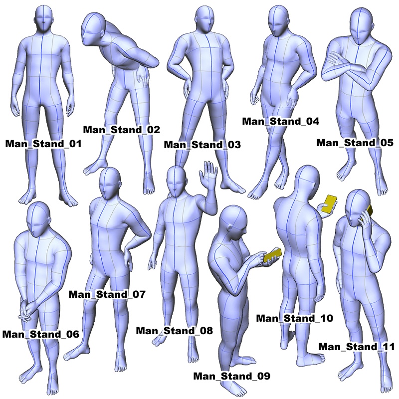 【3Dポーズオブジェクト素材集】 男性モデル 立つ①