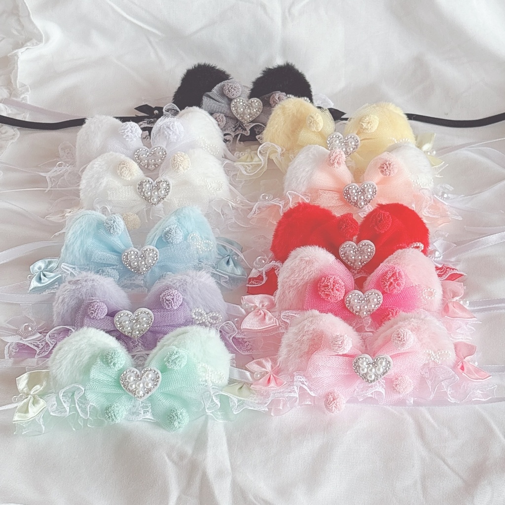 ねこみみ ポンポンリボンヘッドドレス