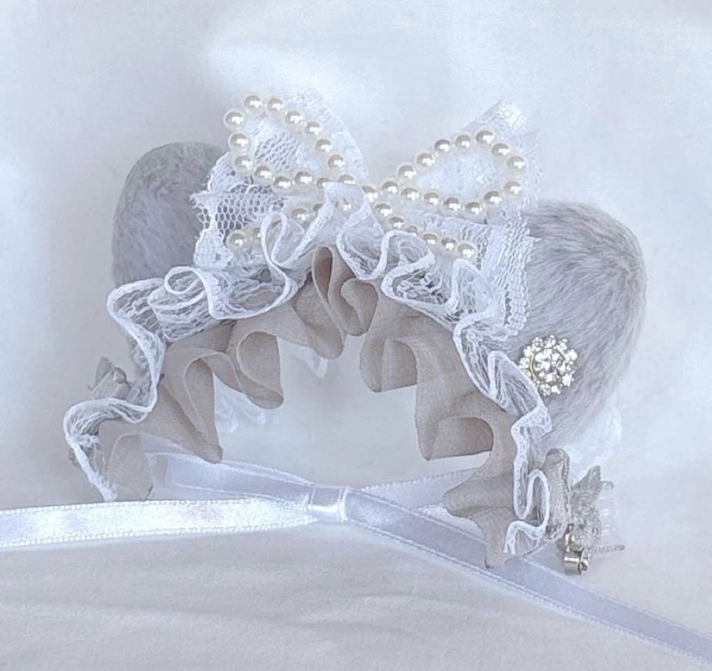 🩶グレー猫ヘッドドレス🩶𓂃🎀👑✨