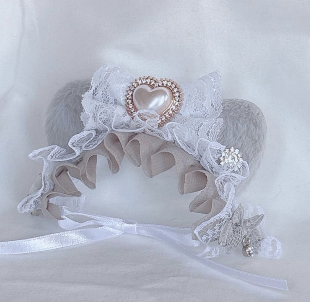 🩶グレー猫ヘッドドレス🩶𓂃🎀👑✨