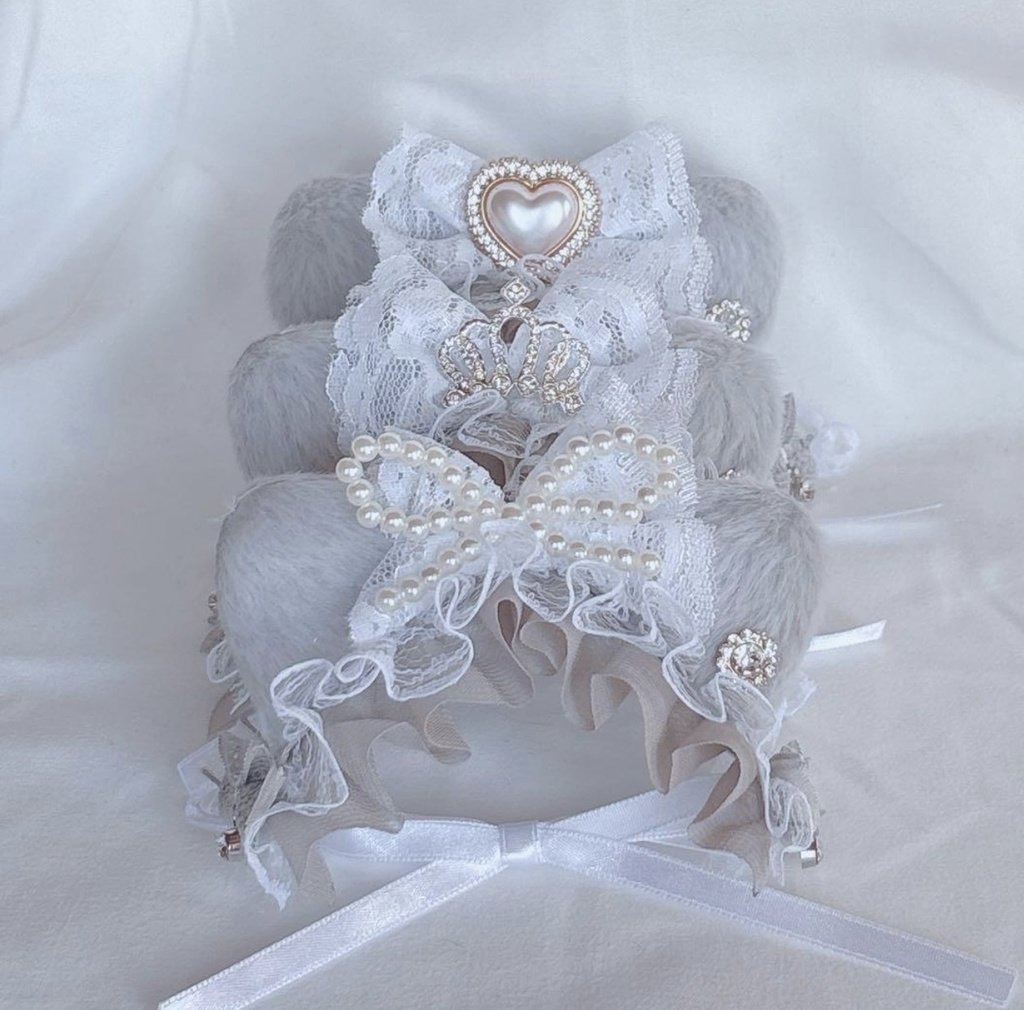 🩶グレー猫ヘッドドレス🩶𓂃🎀👑✨