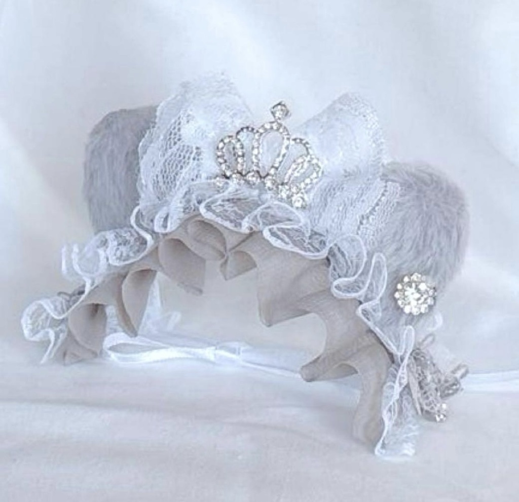 🩶グレー猫ヘッドドレス🩶𓂃🎀👑✨