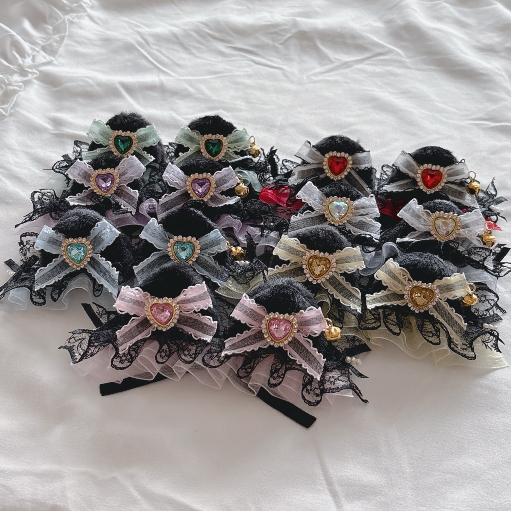 🐈⬛黒猫ヘッドドレス レースリボン ⋆⸜🎀⸝⋆