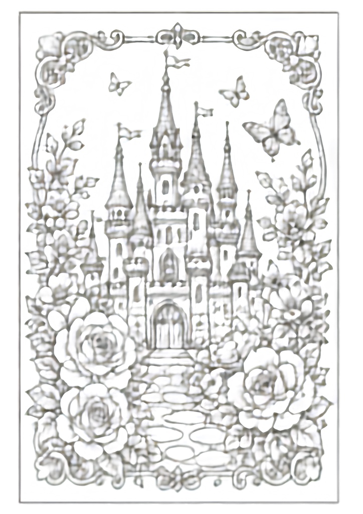 大人の塗り絵「GIRLY WONDERLAND」ローズ&リボン 10枚セット