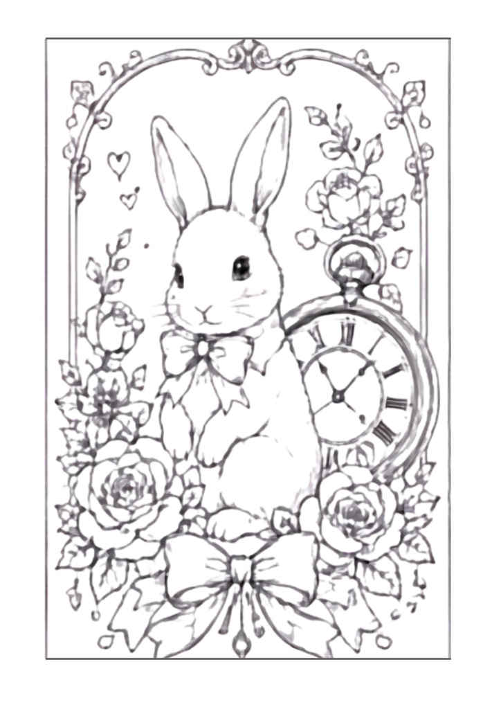 大人の塗り絵「GIRLY WONDERLAND」ローズ&リボン 10枚セット