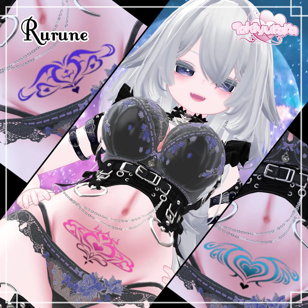 【11アバター対応】Succubus Tattoo(淫紋タトゥー)【テクスチャ素材】※9/19 イチゴ追加対応