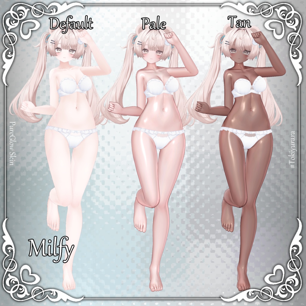 💗発売記念SALE💗【18アバター対応&汎用】PureGlowSkin/リアルつや肌マテリアル(薄色&褐色)【liltoon】