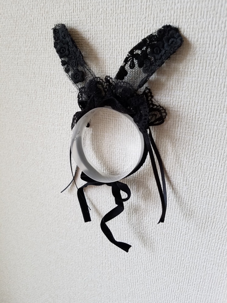 10インチ用　黒レース　うさみみカチューシャ　