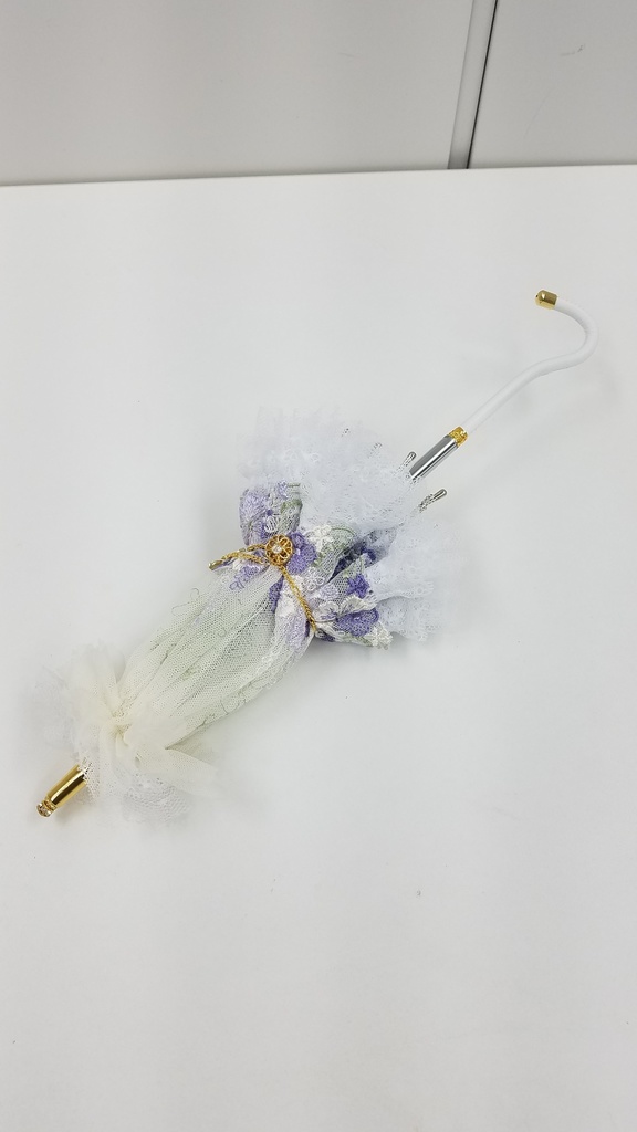 ３点セット販売　青+白花刺繍　パラソル+ミュール+ショーツ 推奨sizeSDgr60cm
