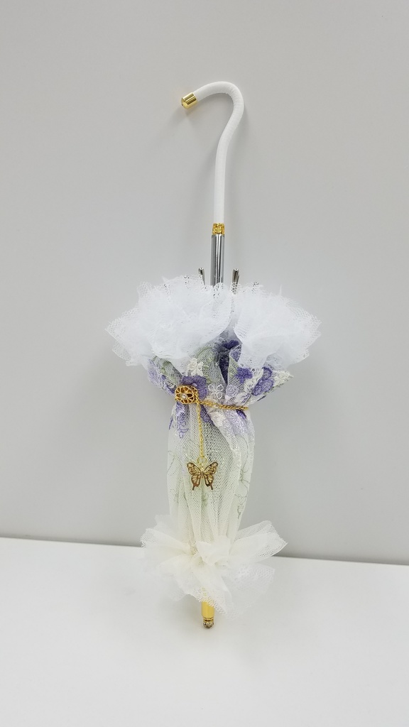 ３点セット販売　青+白花刺繍　パラソル+ミュール+ショーツ 推奨sizeSDgr60cm