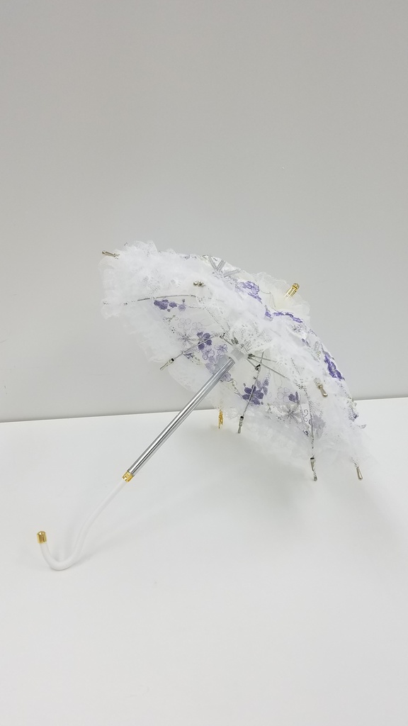 ３点セット販売　青+白花刺繍　パラソル+ミュール+ショーツ 推奨sizeSDgr60cm