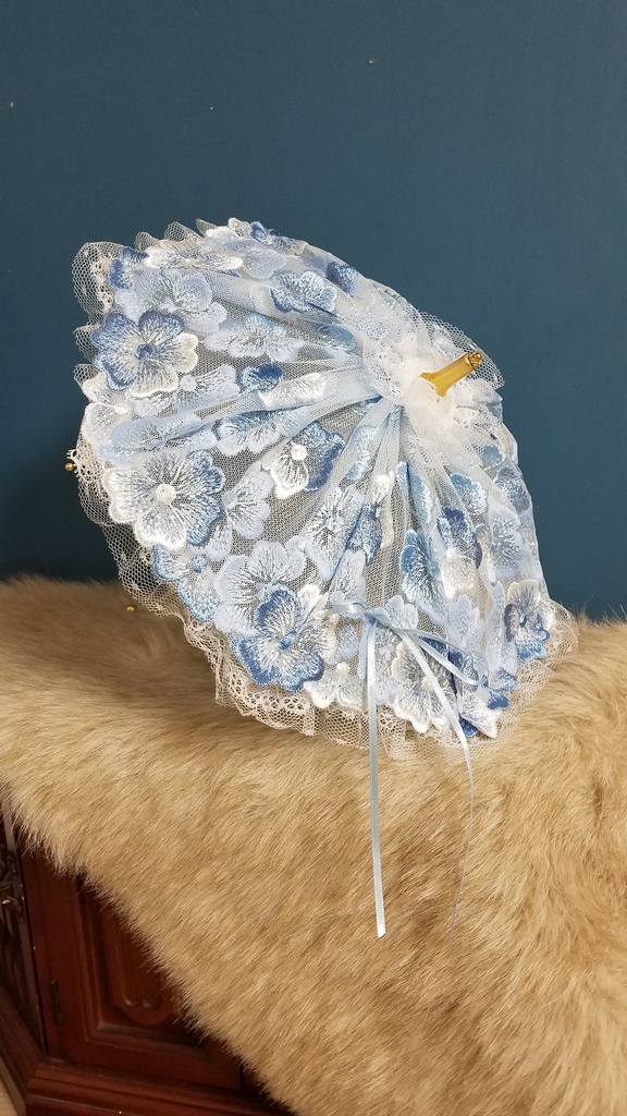 青色刺繍花　パラソル
