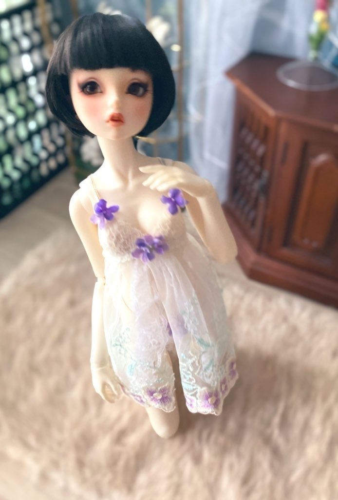 花のベビードール　キラキラ蝶付き　