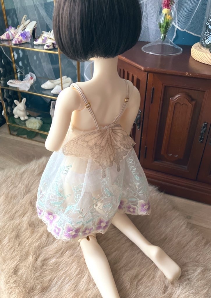 花のベビードール　キラキラ蝶付き　