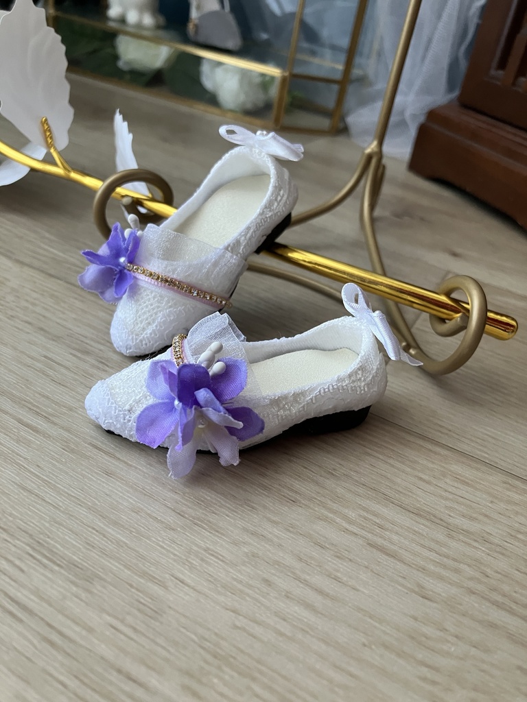 紫花のブーケ　フラットパンプス