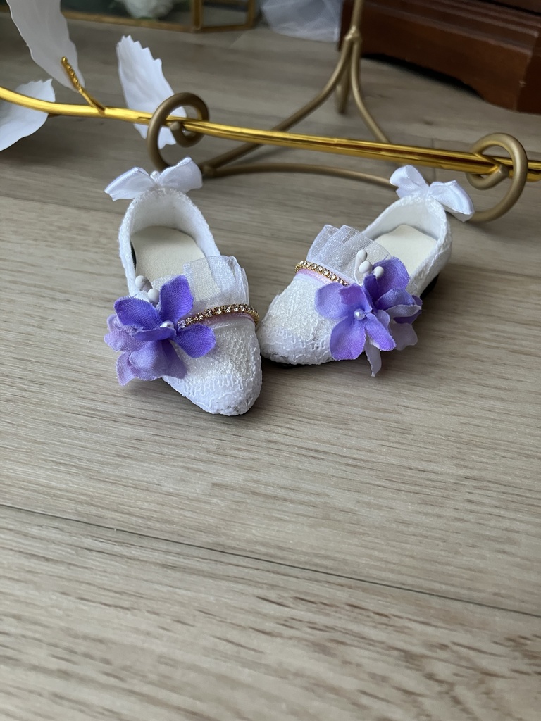 紫花のブーケ　フラットパンプス