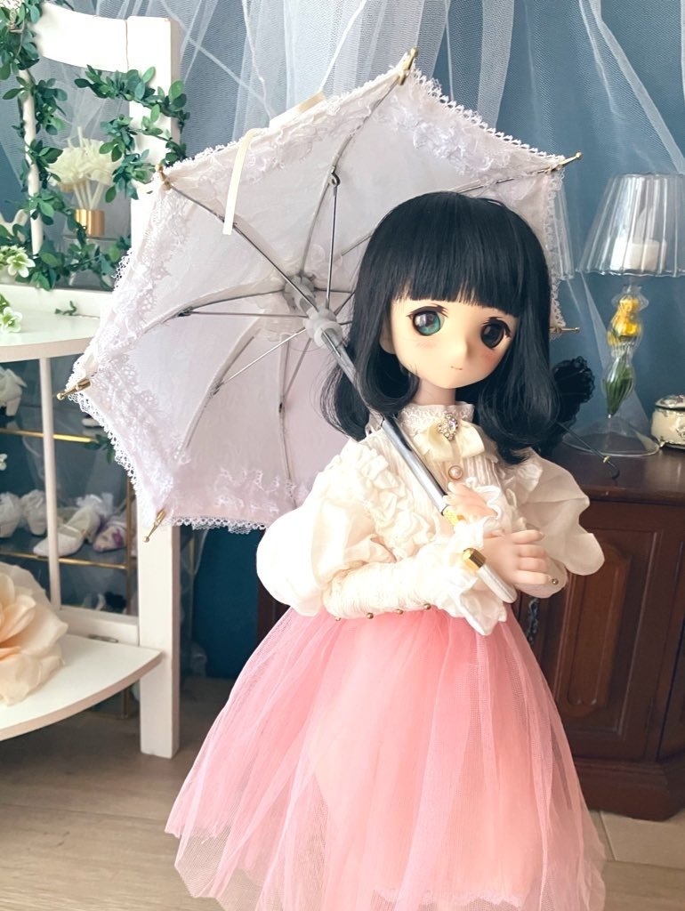 F:MDD用に小さめ　白薔薇パラソル＋収納袋