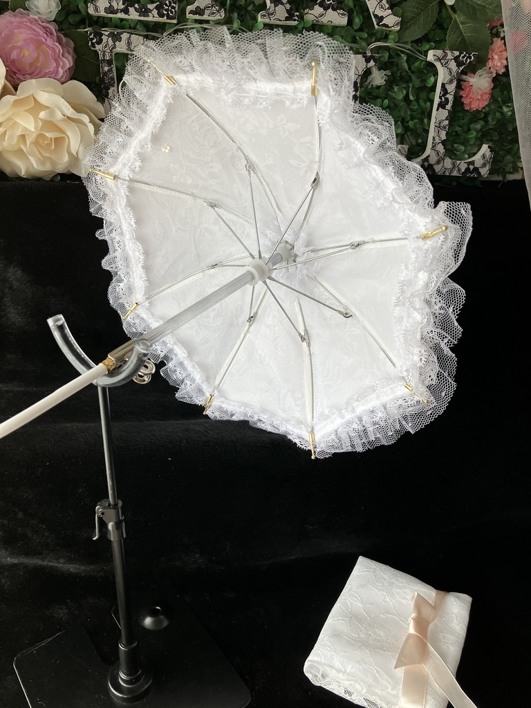 パラソル　ジャガード白　白薔薇➕収納袋